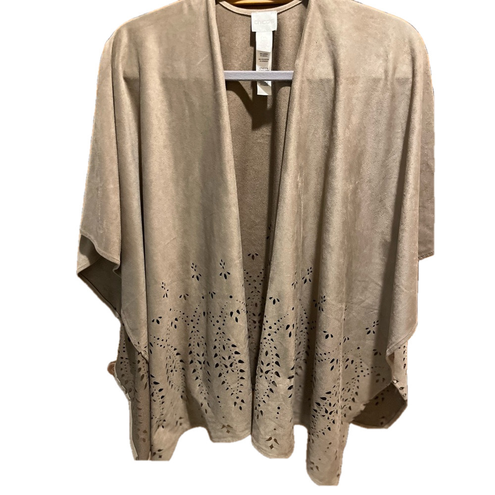 Chico's Beige Poncho with Cutout Hem